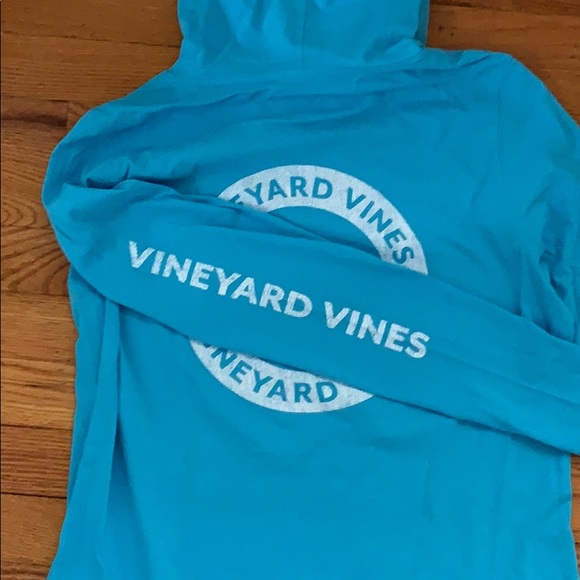 Vineyard Vines LS Hoodie Tee Blue Lagoon Size S - Picture 6 of 6